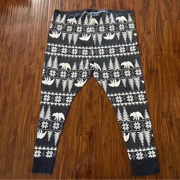 Old Navy Thermal Knit Pajama Leggings Gray Bear Fair Isle size 4X - Picture 6 of 7